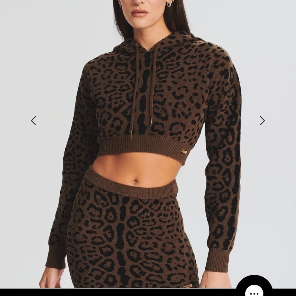 SER.O.YA Ultra Soft Brown & Black Cheetah Parson Cropped Hoodie, Mult Sizes